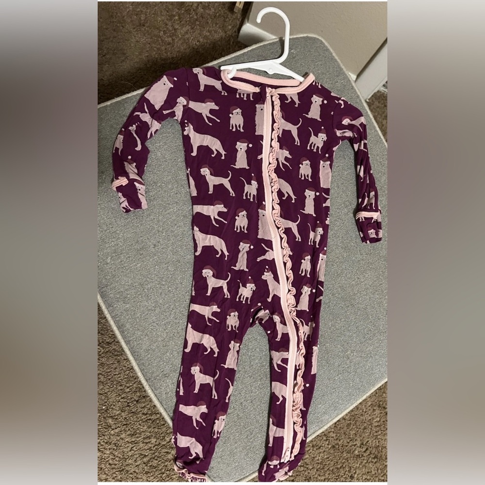 Kickee Pants Purple Dog Print Kids Footie